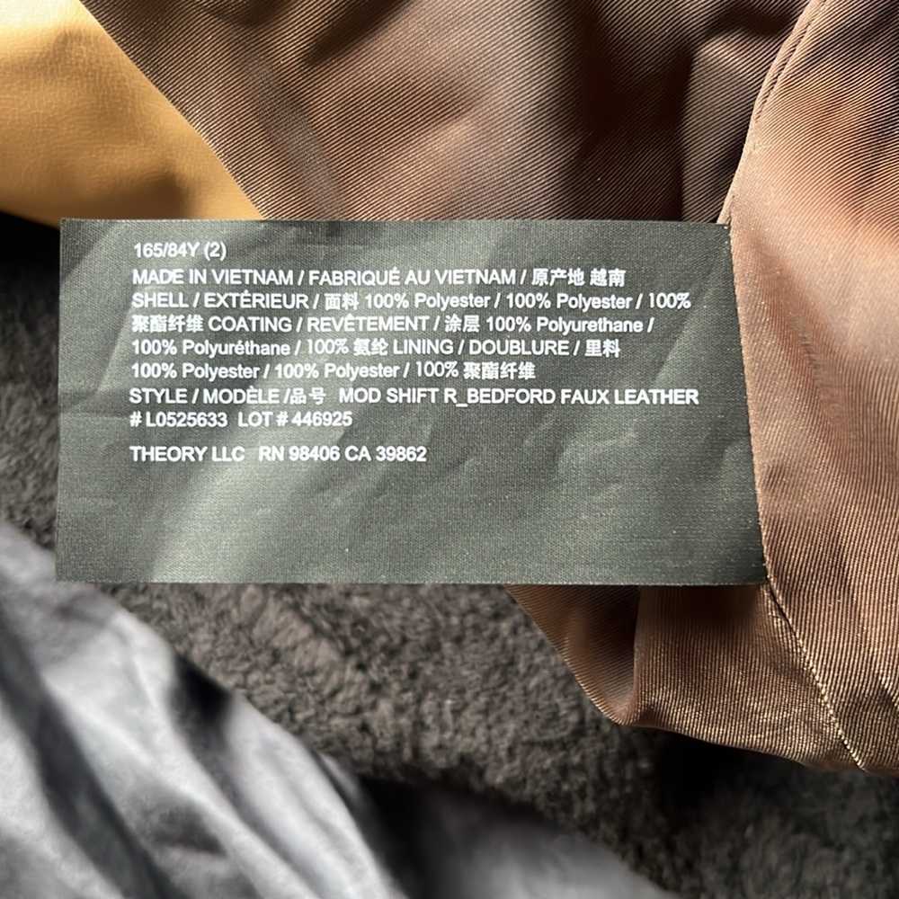 Theory Tan Mini Dress Faux Leather - Picture 7 of 7